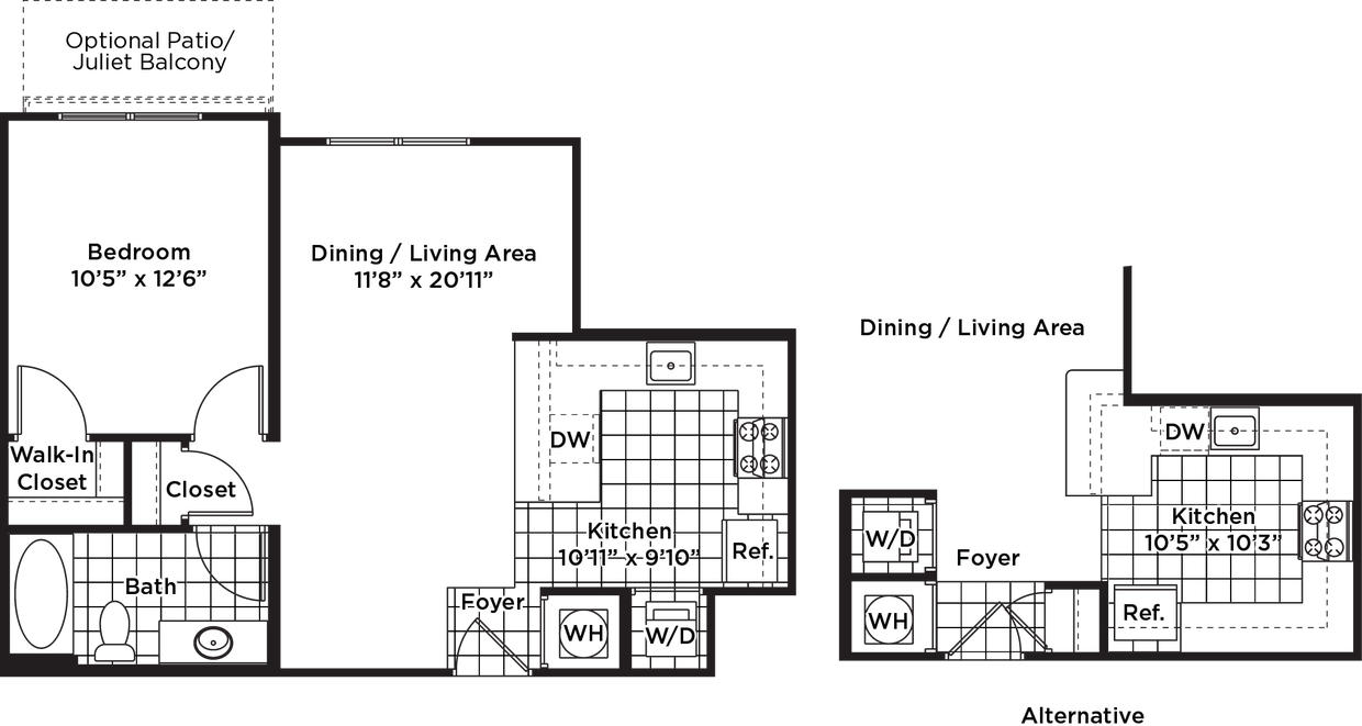 Floor Plan - 1 Bedroom 1 Bath - A10