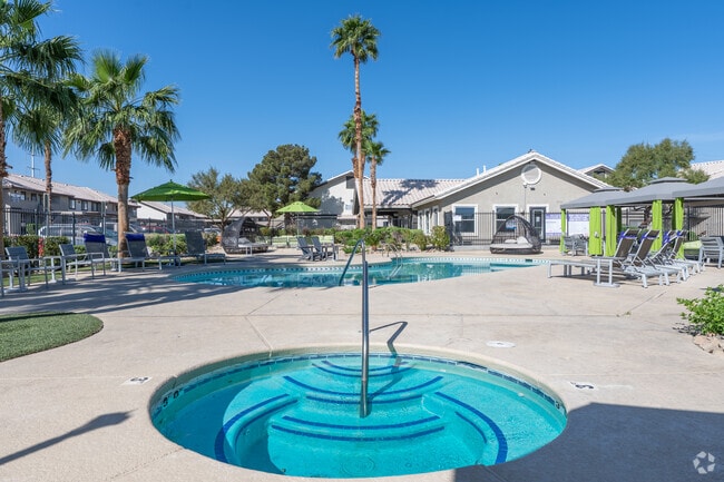 Swimming Pool & Spa with Surrounding Cabanas