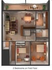 Two Bedroom/ One Bathroom Floor Plan