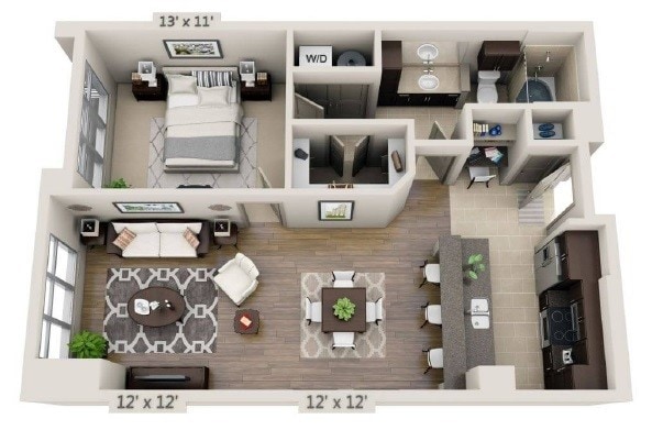Ashton South End - A1C - 1 Beds - 1 Baths - 857 Sq. ft. - A1C