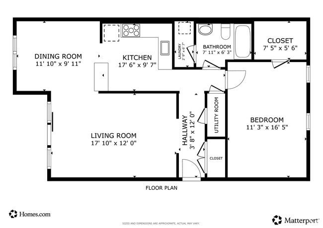 1BR, 1BA - 868SF - The Lilac