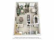 1BR floor plan Heritage Apartments