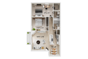 2 BR x 2 BA - A Floorplan Renovated