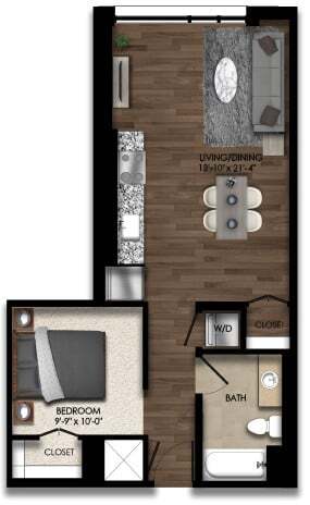 Floor Plan - 1 Bed/1 Bath JR-5E