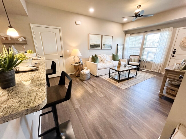 Living Room, Eat-in Breakfast Bar