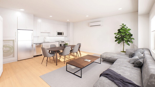 Sala de estar con suelo de superficie dura - Deerwood