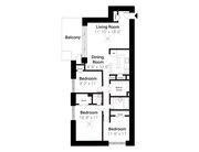 3 Bedroom, 1.5 Bath, 1065-1093 sq. ft.