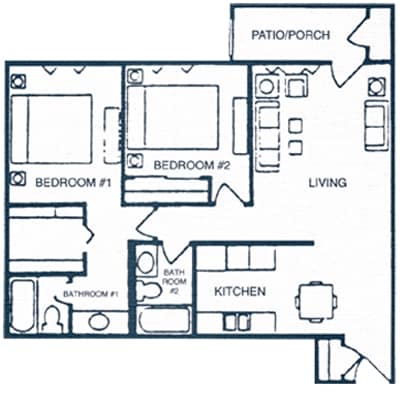 2BR/2BA - Plan E
