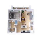 Apartamento de un dormitorio con balcón ampliado