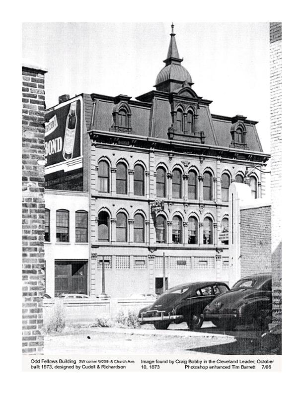 Historic Odd Fellows Building, circa 1951. The original upper floors were later removed following to
