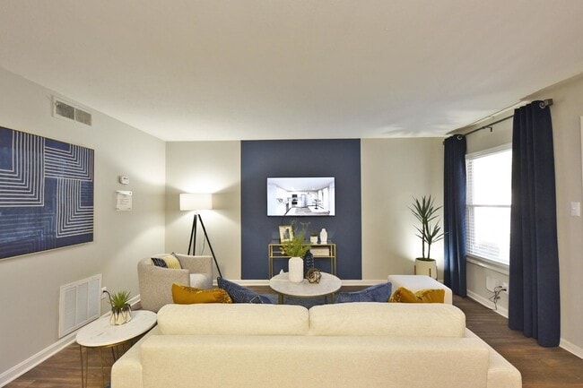 Living Room with Hardwood Style Flooring