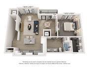 Experience luxury living with this thoughtfully designed one-bedroom apartment layout.