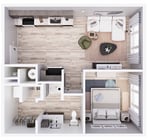 1D ADA - West - 624sf