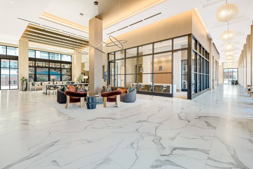 Resident Lobby with lounge seating and coworking space