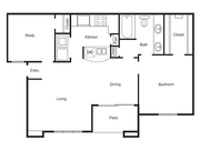 A3 Floorplan: 1 Bedroom, 1 Bathroom