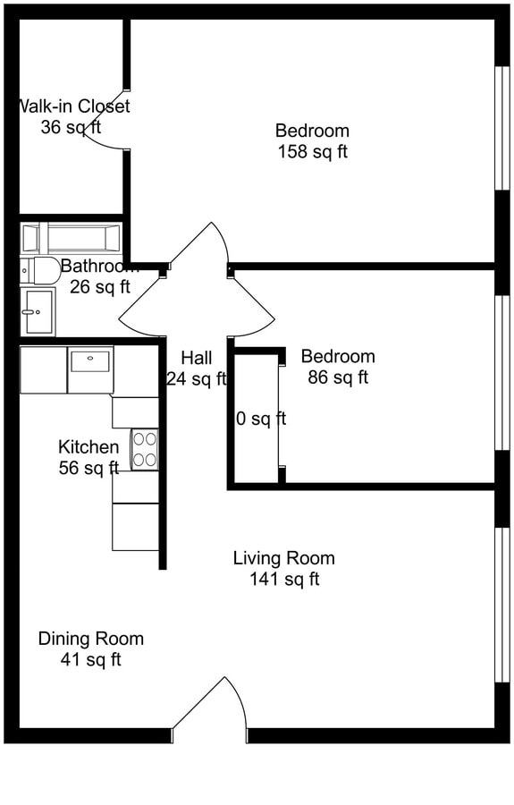 Photo - 2 Bedroom 1 Bath - West Side Iowa City Apartment Unit 1305-05