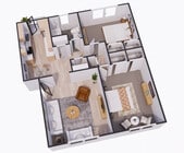 2BR 1BA 900 SQFT
