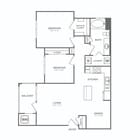 Dos habitaciones y un baño (954 pies cuadrados)
