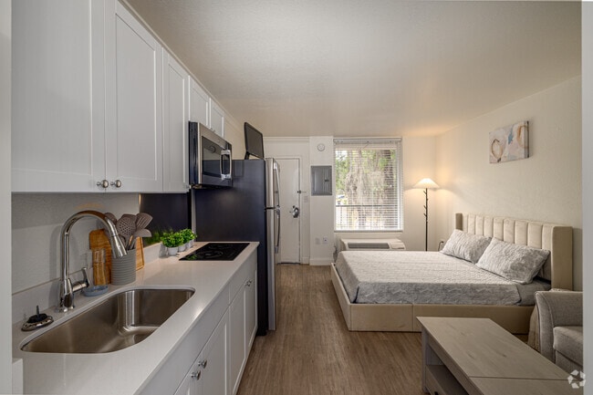 Studio 252SF: Kitchen Area - The Pearl Studio Apartments