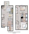 Two Bedrooms, Two and a Half Bathrooms, Townhome, 1094 sqft, Patio, Full-Size Washer/Dryer Connections, Fireplace