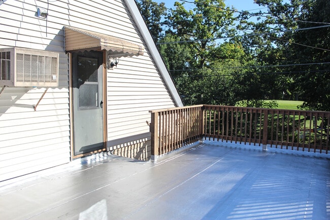 Patio and entrance to apartment