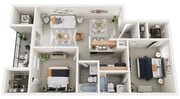 Two Bedroom, Two Bathrooms, 924 sqft.