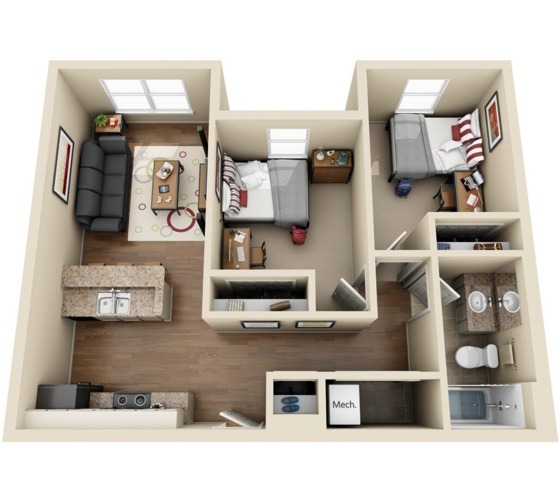 2 Bed 1 Bath - 2 Bed 1 Bath
