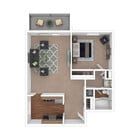 1 Bedroom, 1 Bath, 750 sq. ft.
