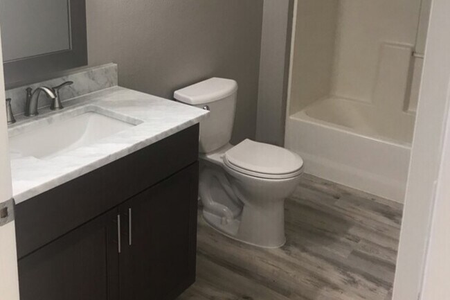 Marble vanity in bathroom