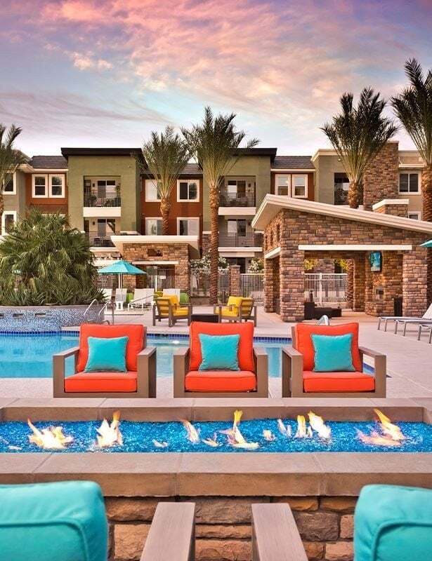 Resort-style pool and spa with cabanas