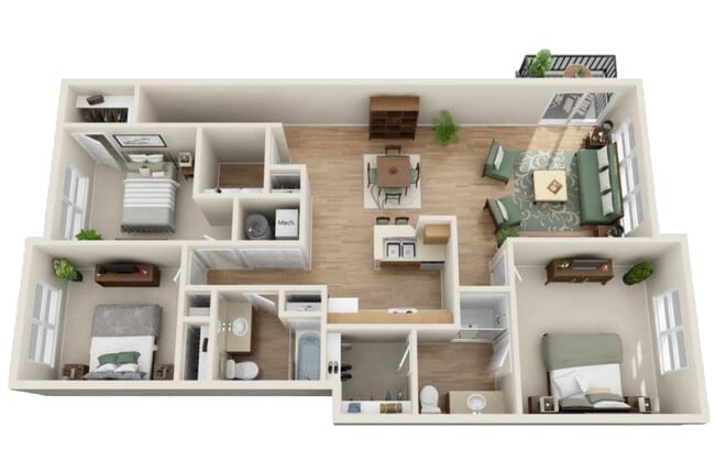 3 Bed 2 Bath Upper B