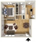 1 BD, 1 BA (640sqft)
