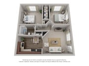 Plano de planta de 2 hab y 1 ba