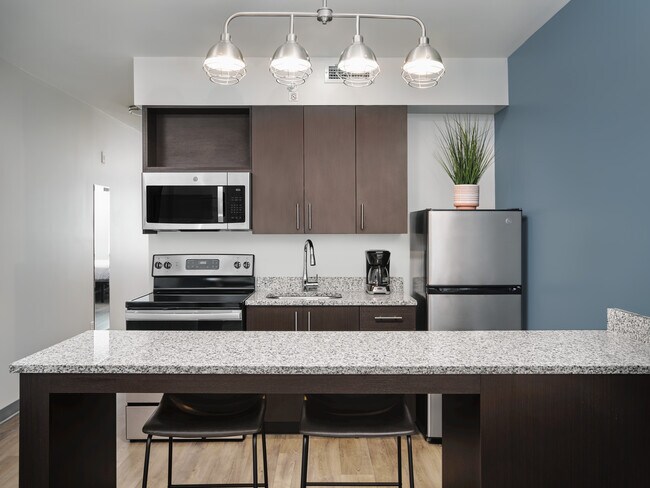 Kitchen with stainless steel appliances