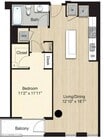 Nivel 69.1 - Pequeño 1 cama/1 baño con balcón