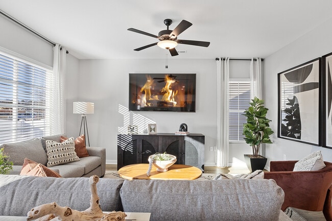 Living Room with Wood-Style Flooring