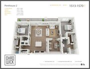 Two Bedroom Penthouse with Flex Den, Two Bath