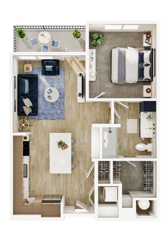 Explore a chic urban living space designed for modern comfort and style. - A1