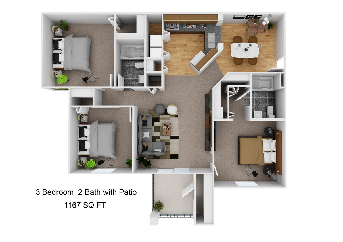 Floor Plan - 3BR-PATIO