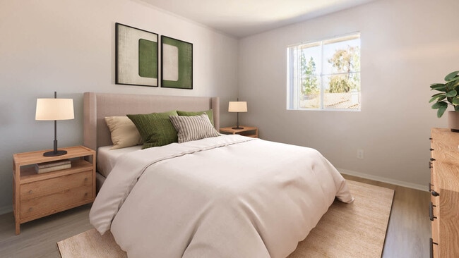 Bedroom with Hard Surface Flooring - Oak Park Apartment Homes
