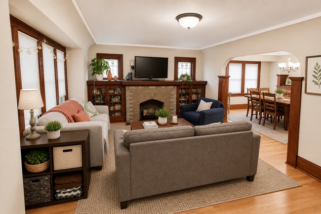 Living Room with Built-Ins - 1621 N Astor St Unit Lower