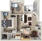2 Bedroom, 1 Bathroom