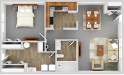 1 Bed 1 Bath Floorplan
