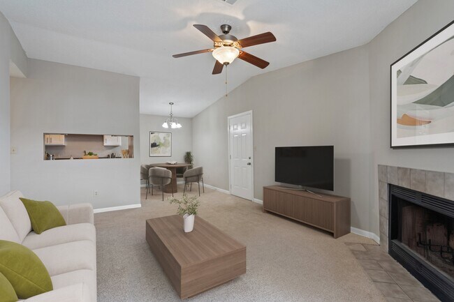 Large Living Room with Ceiling Fan