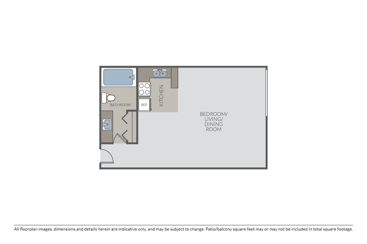 Floor Plan - Studio 1 Bath