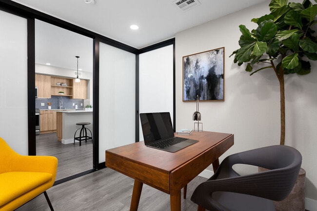 Townhome office space with sliding barn door