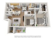 2 bedroom, 2 bathroom, 811 sq ft