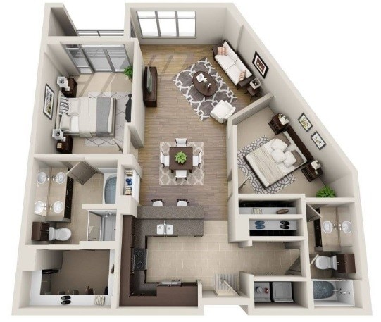 Ashton South End - B2A - 2 Beds - 2 Baths - 1190 Sq. ft. - B2A