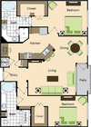 Two Bedroom Two Bath (1293 SF)