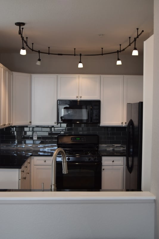 Updated tile in the black and white kitchen